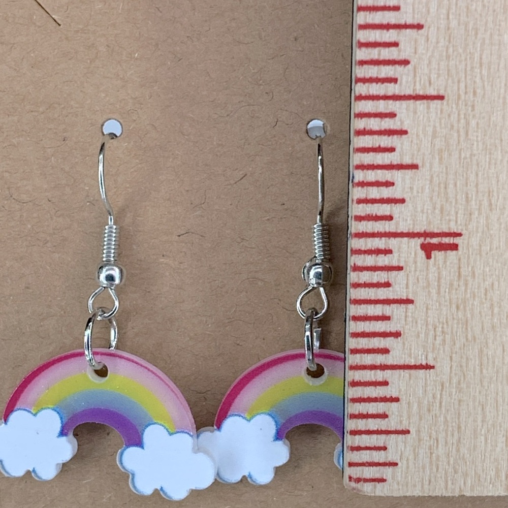 Rainbow Mini Acrylic Dangle Earrings  Fashion Jewelry - Picture 2 of 4